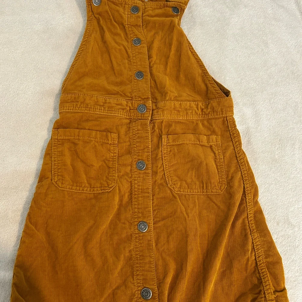 Old Navy Girls Mustard Corduroy Overall Dress Size L 10 Button Front